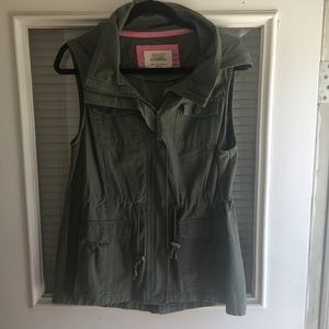 Army Green Hooded Zip-Up Vest Size XL